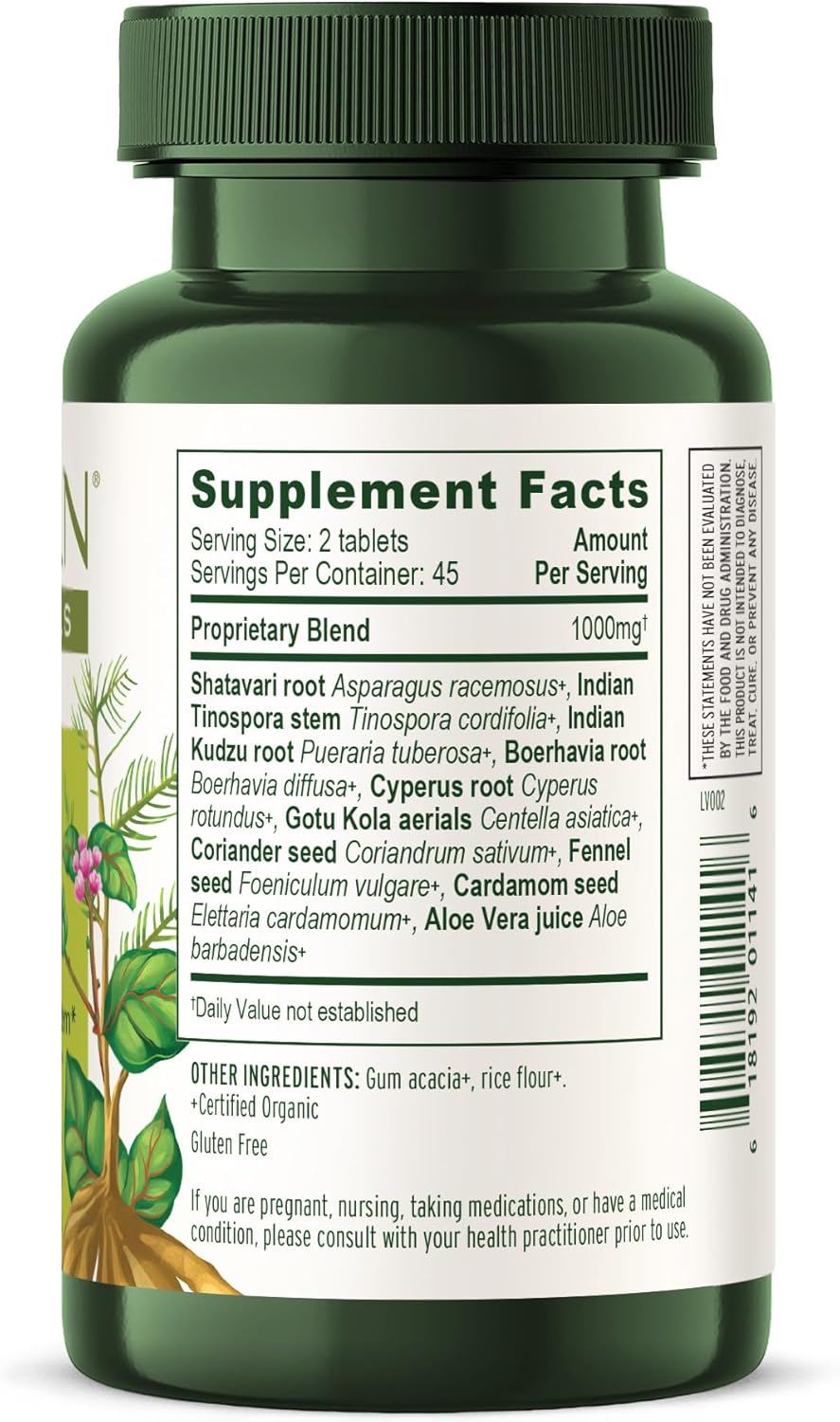 Organic Women's Support Herbal Tablets for Healthy Female Reproductive System - 90 Tablets, Non-GMO Vegan Formula