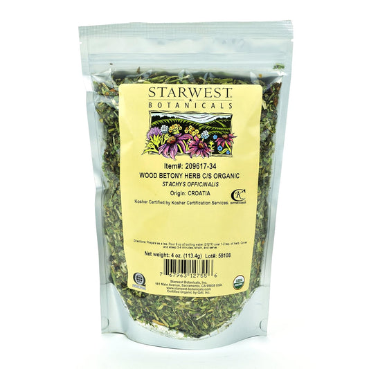 Organic Wood Betony Herb C/S - 4 Ounces by Starwest Botanicals