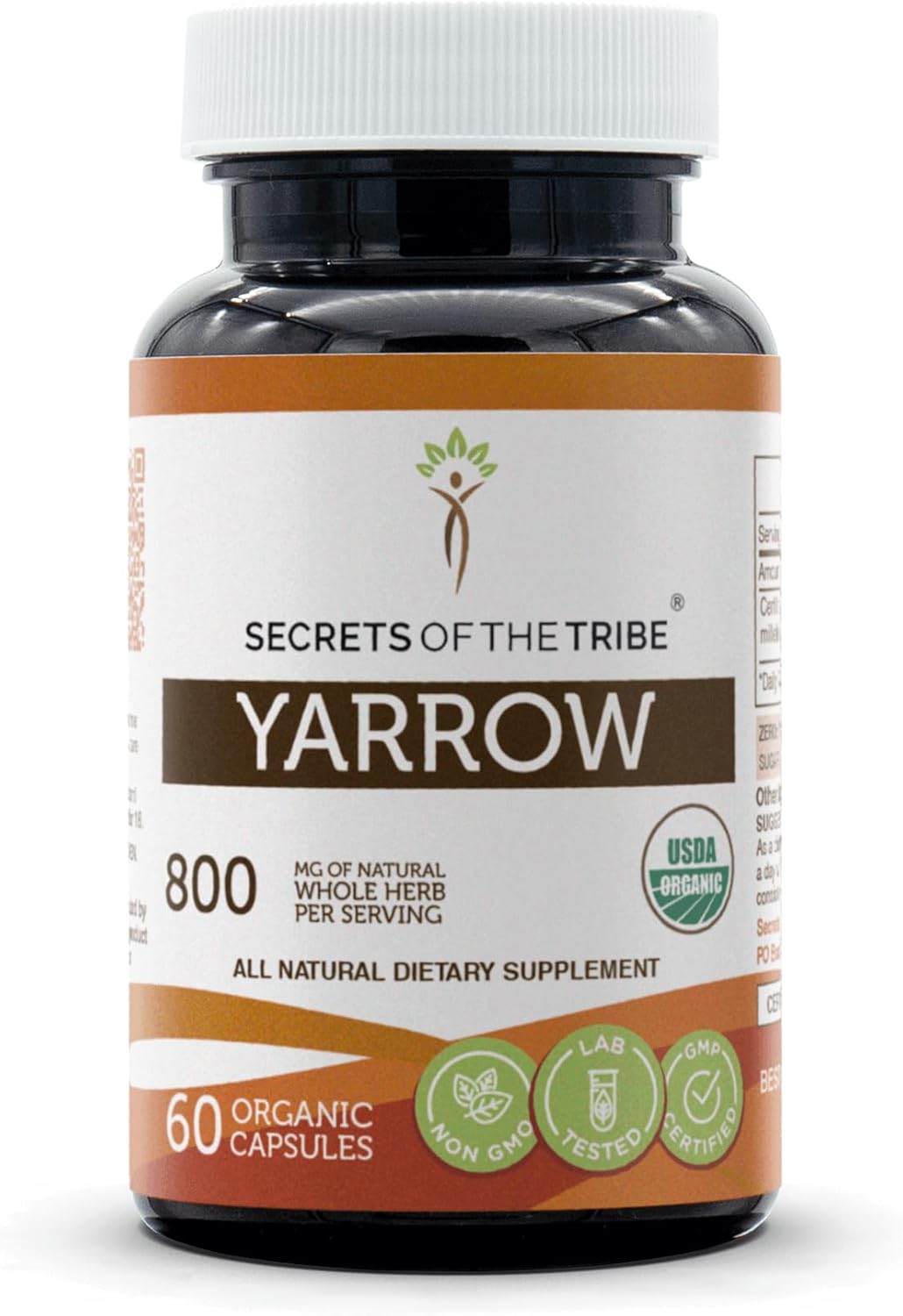 Organic Yarrow Capsules for Stress Relief - Secrets of the Tribe, 60 Vegetable Capsules, USDA Certified Achillea millefolium Formula
