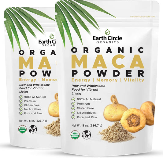 Organic Yellow Maca Root Powder for Energy, Weight, & Fertility - Vegan Superfood 8oz (2 Pack)