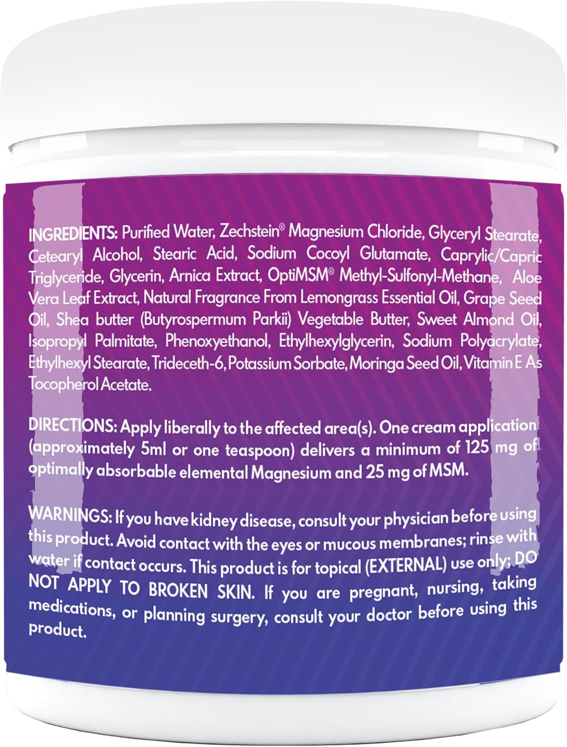 Organic Zechstein Magnesium Cream with MSM and Essential Oils | Smooth Application, Non-Greasy Formula | Natural Magnesium Chloride Supplement from Zechstein Seabed | 8oz Bottle