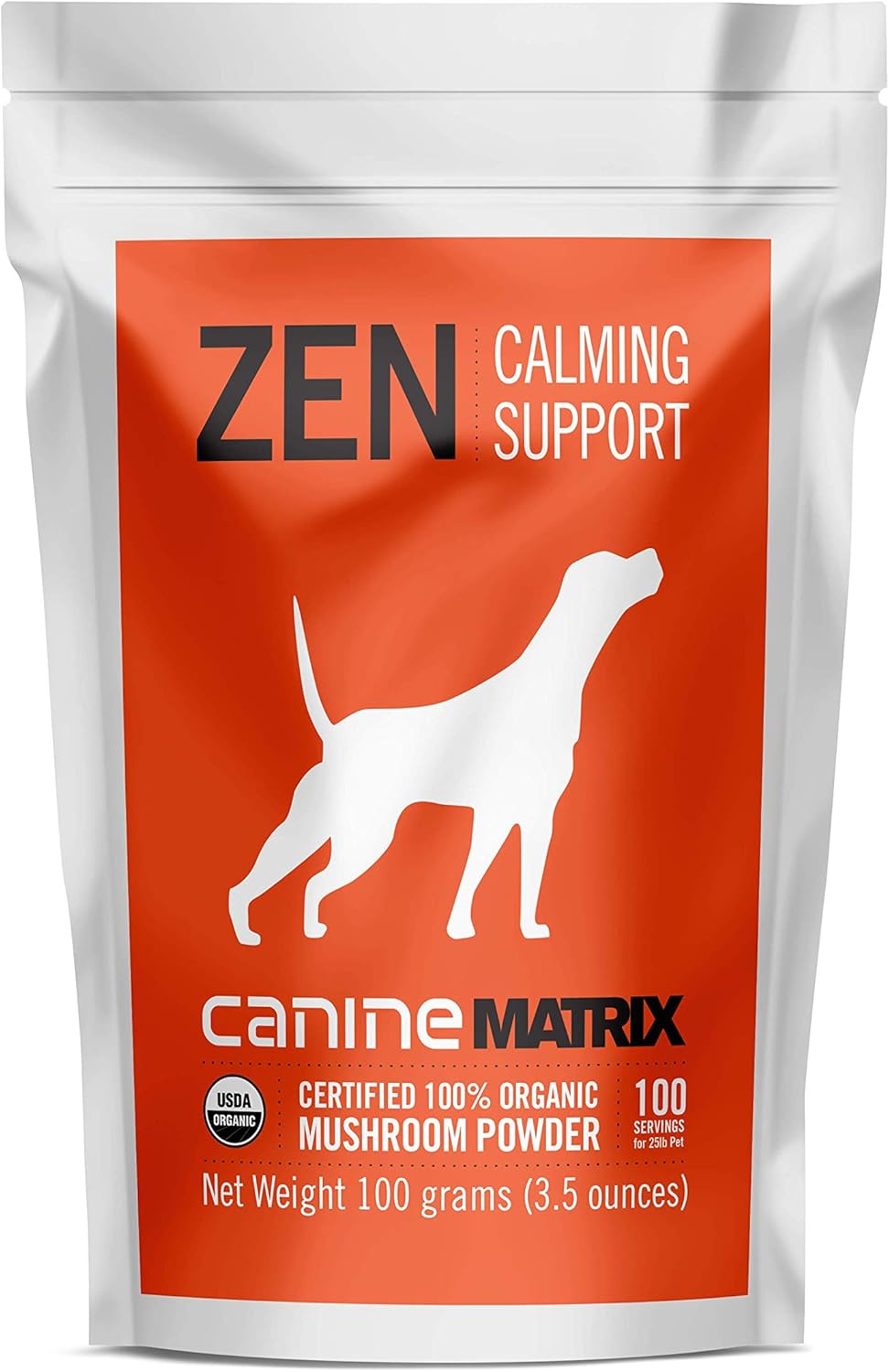 Organic Zen Matrix Mushroom Blend Pet Supplement for Dogs & Cats - USA Grown Calming Support Powder | 100g