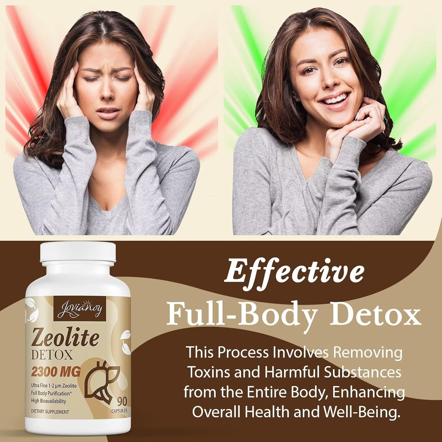 Organic Zeolite Detox Capsules with Activated Charcoal & Bentonite Clay - Gut & Liver Cleanse for Women & Men, 270 Capsules