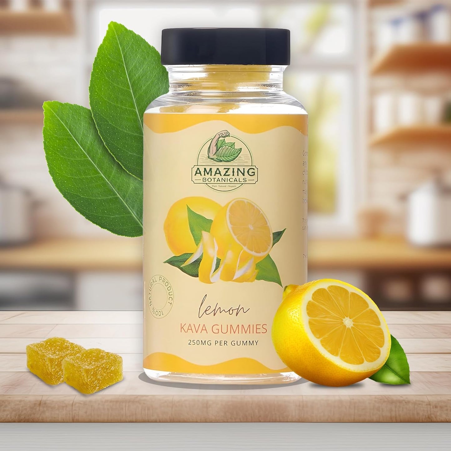 Organic Zesty Lemon Kava Gummies - 250mg Each - Natural Sleep Aid for Relaxation & Restful Nights - Non-GMO, Vegan, Gluten-Free - 30 Count