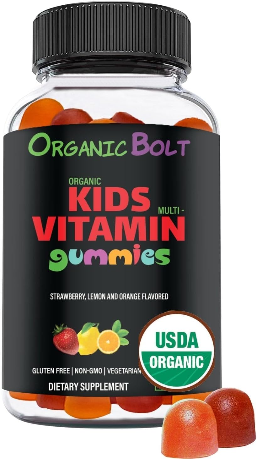 OrganicBolt USDA Organic Kids Multivitamin Gummies - 60 Count Supply for Immune Support and Overall Health