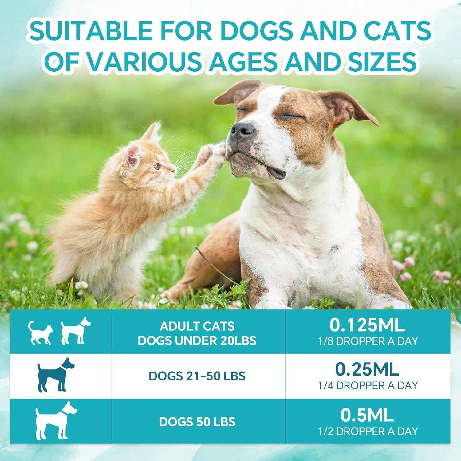 Organicmetabolism boosterOil Drops for Pets - Omega 3, 6, 9 Rich Extract for Anxiety, Pain, Stress, Arthritis Relief - Calming Treat for Dogs and Cats - 2 Pack