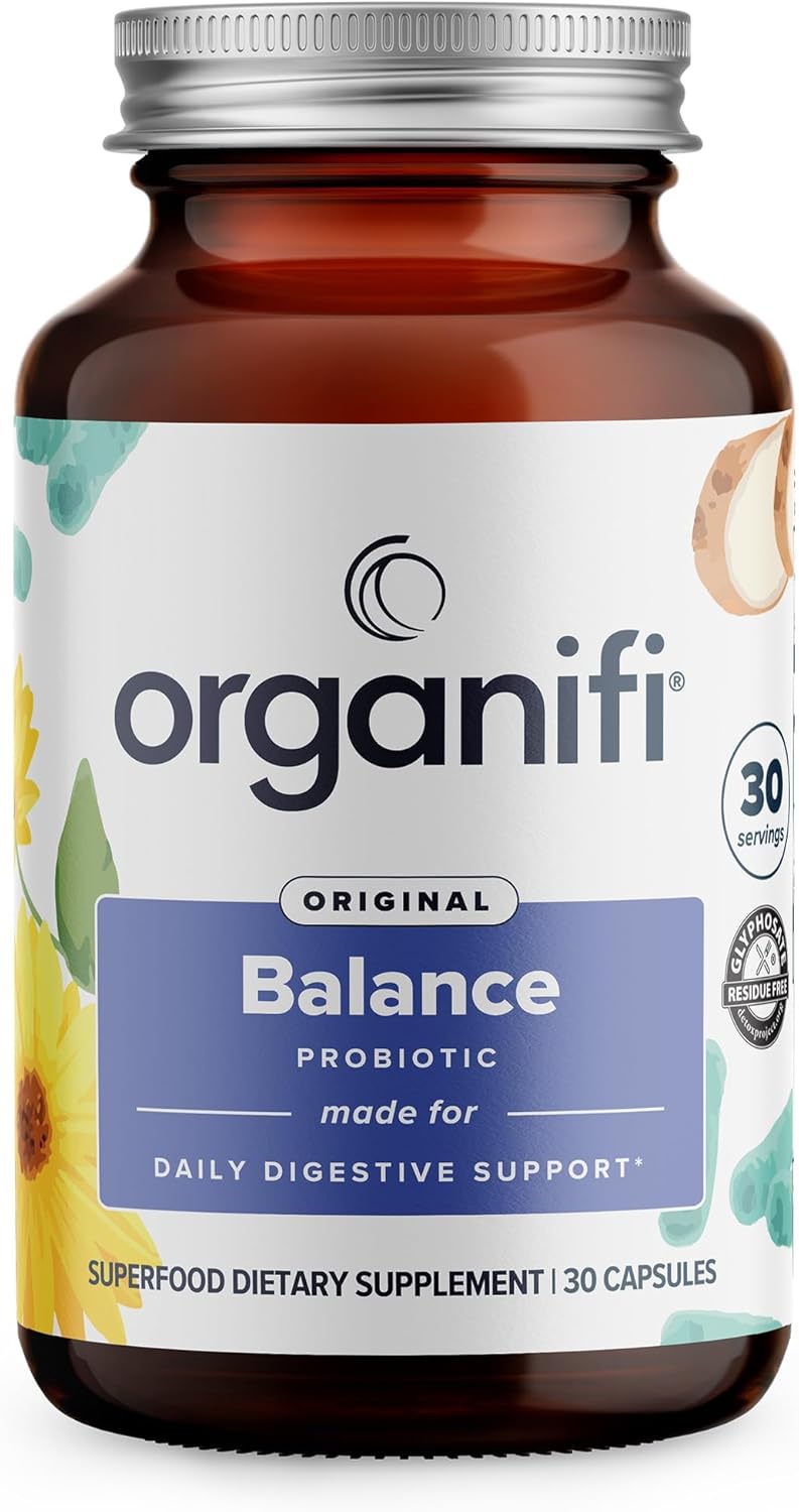 Organifi Balance Probiotics: 5 Resilient Strains for Digestive Health - 30 Vegan Capsules