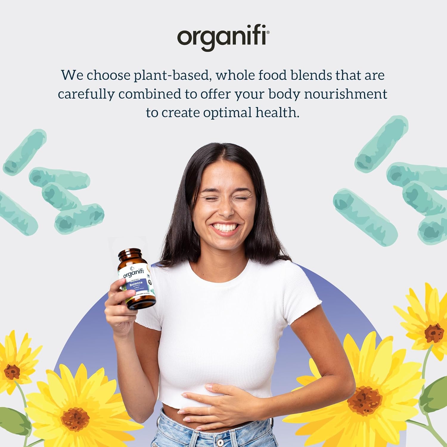 Organifi Balance Probiotics: 5 Resilient Strains for Digestive Health - 30 Vegan Capsules