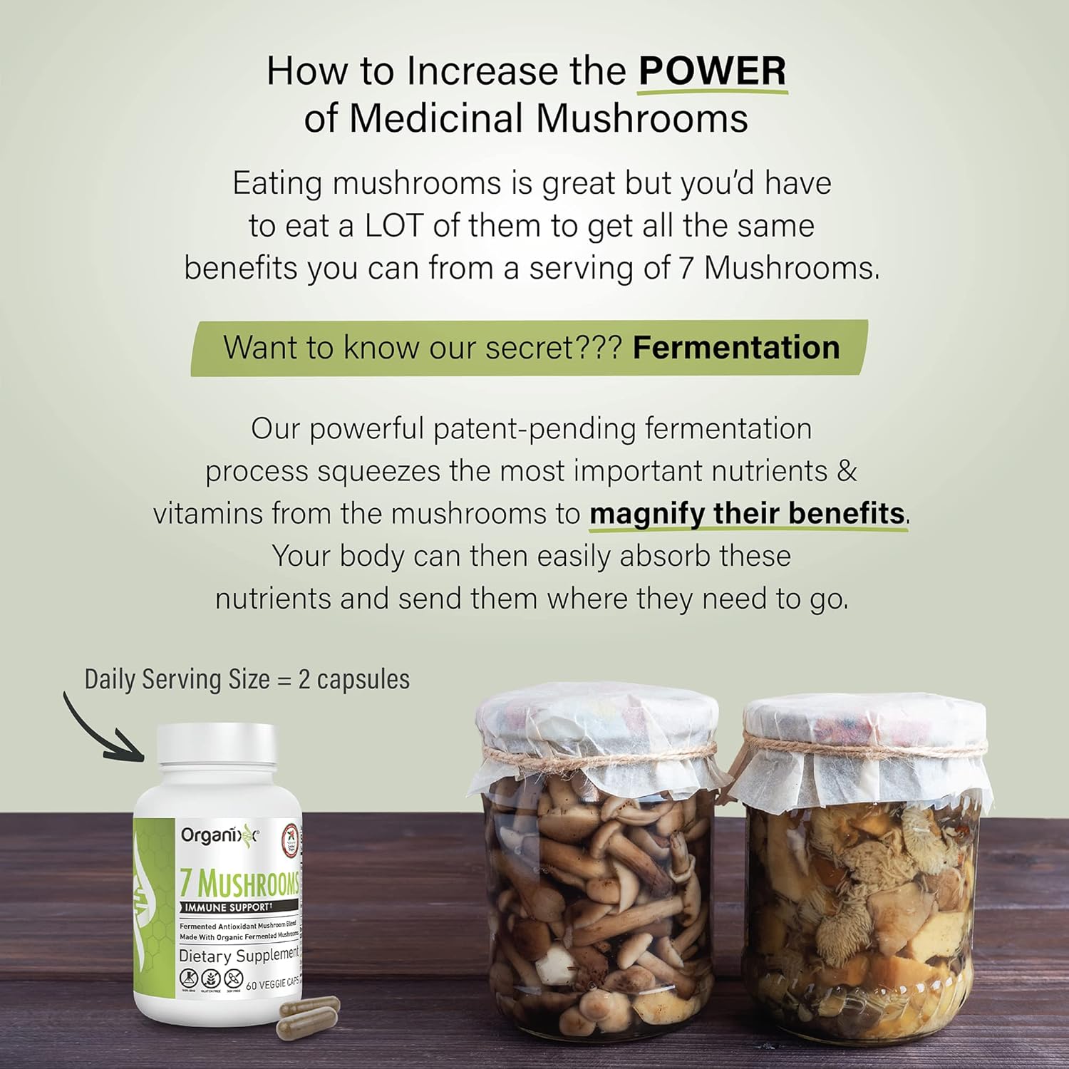 Organixx 7 Mushroom Supplement for Joint and Muscle Care - 60 Vegetarian Capsules