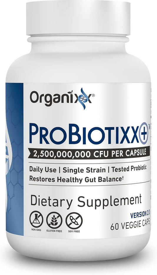 Organixx ProBiotixx+ Daily Probiotic Supplement for Digestive & Gut Health - 60 Capsules