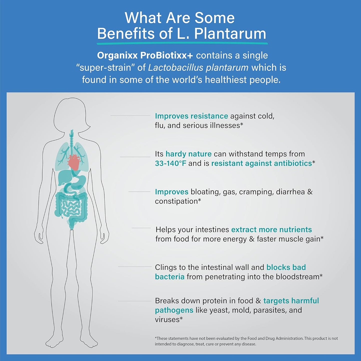 Organixx ProBiotixx+ Daily Probiotic Supplement for Digestive & Gut Health - 60 Capsules