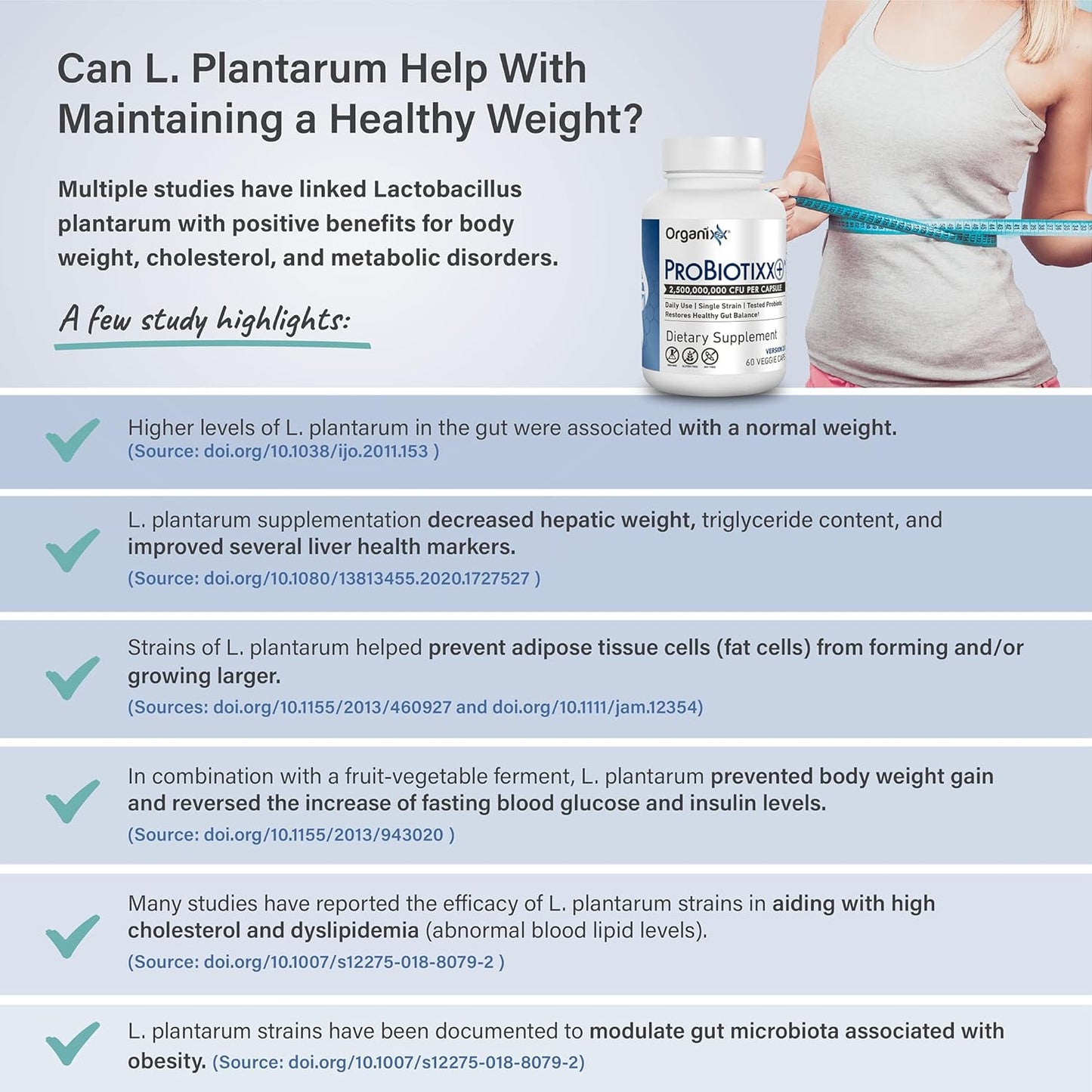 Organixx ProBiotixx+ Daily Probiotic Supplement for Digestive & Gut Health - 60 Capsules