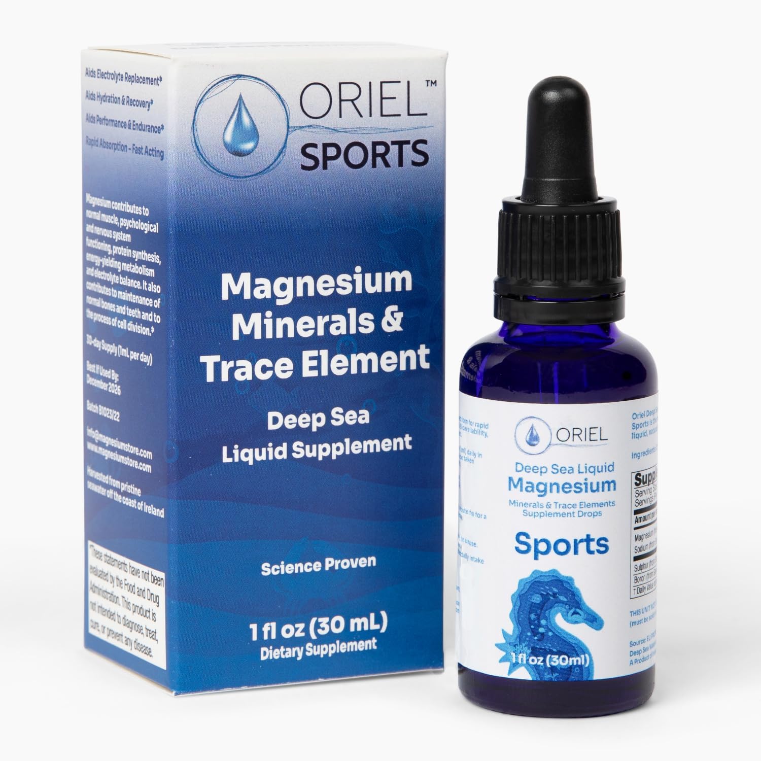 Oriel Liquid Magnesium Drops: Rapid Absorption, Free Ion Minerals, Supports Electrolyte Balance, Performance & Recovery - 30-Day Supply