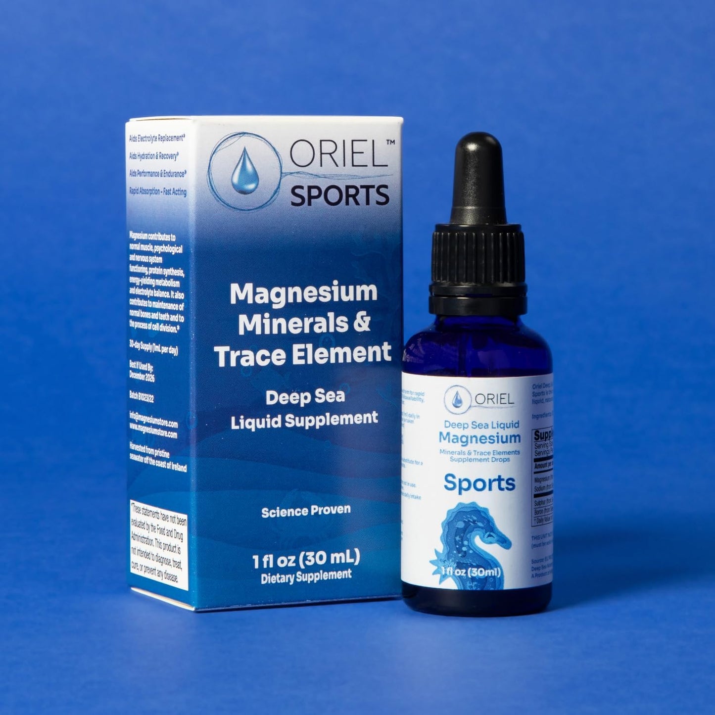 Oriel Liquid Magnesium Drops: Rapid Absorption, Free Ion Minerals, Supports Electrolyte Balance, Performance & Recovery - 30-Day Supply