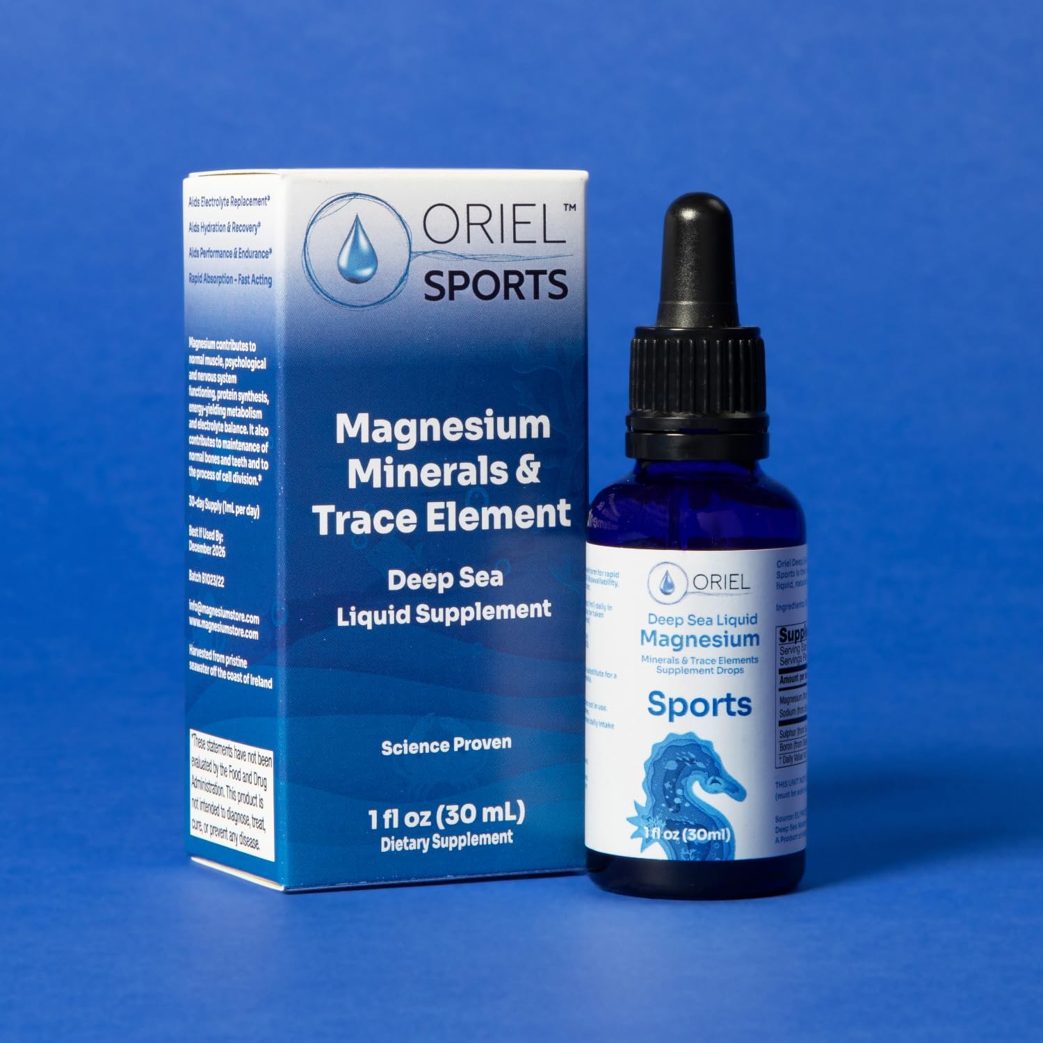 Oriel Liquid Magnesium Drops: Rapid Absorption, Free Ion Minerals, Supports Electrolyte Balance, Performance & Recovery - 30-Day Supply