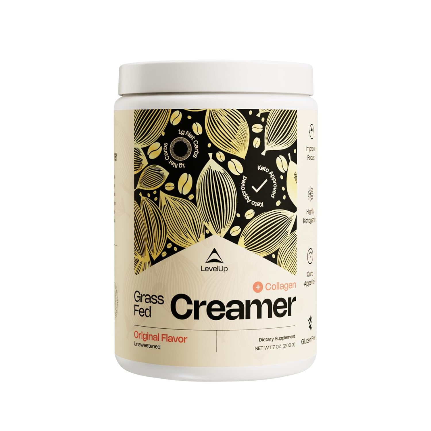 Original Unsweetened Keto Coffee Creamer with Energizing MCT Oil and Collagen Peptides for Natural Energy & Ketone Production - 7 oz