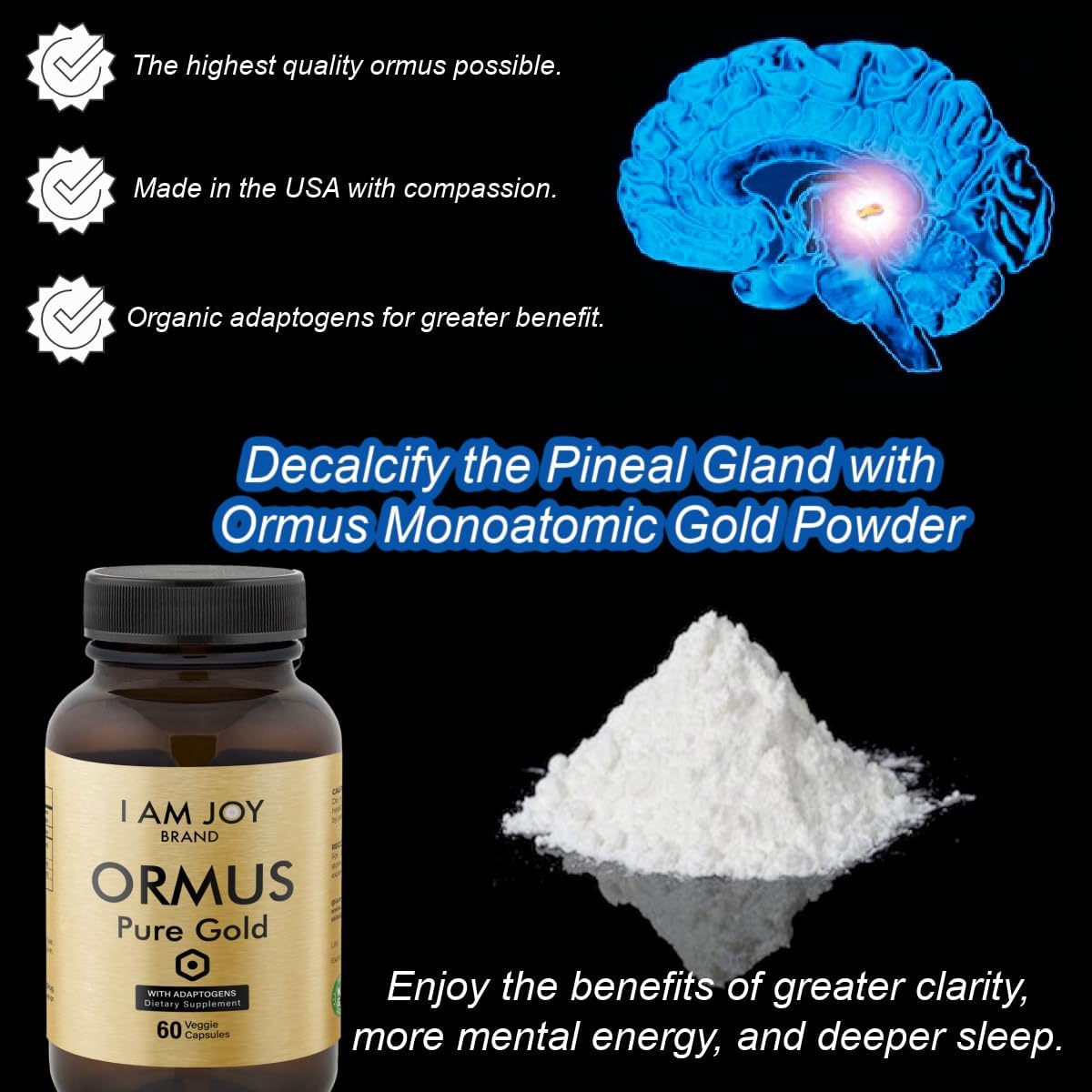 Ormus Capsules and Gold Water by I Am Joy Co. - Pure Powder Supplement for Wellness