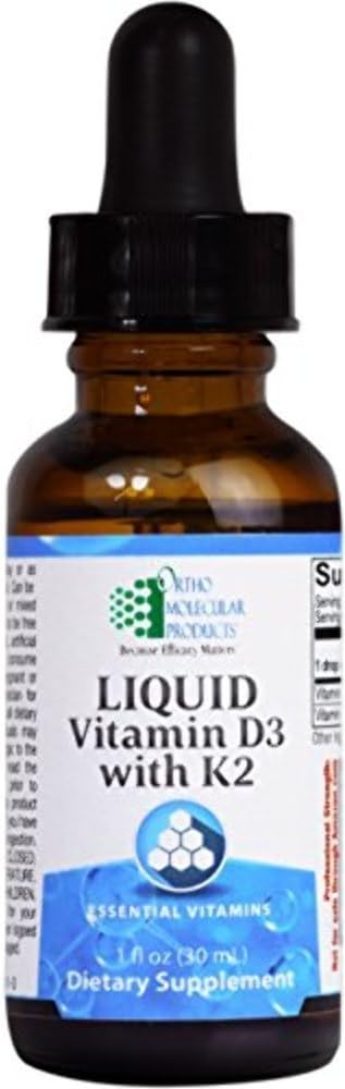 Ortho Molecular Liquid Vitamin D3 with K2 - 1 Ounce Liquid Supplement