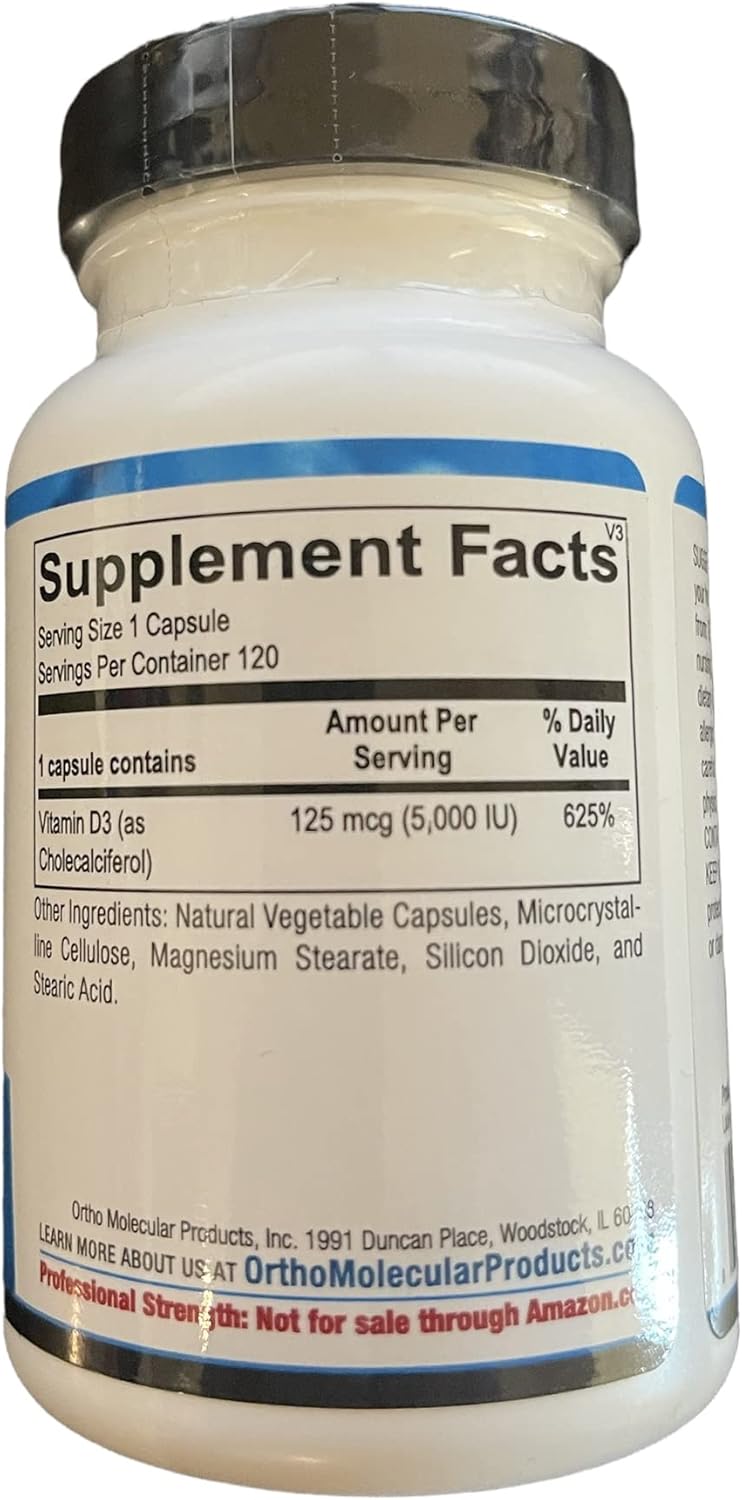 Ortho Molecular Vitamin D Supplement - 5000 IU - 120 Capsules