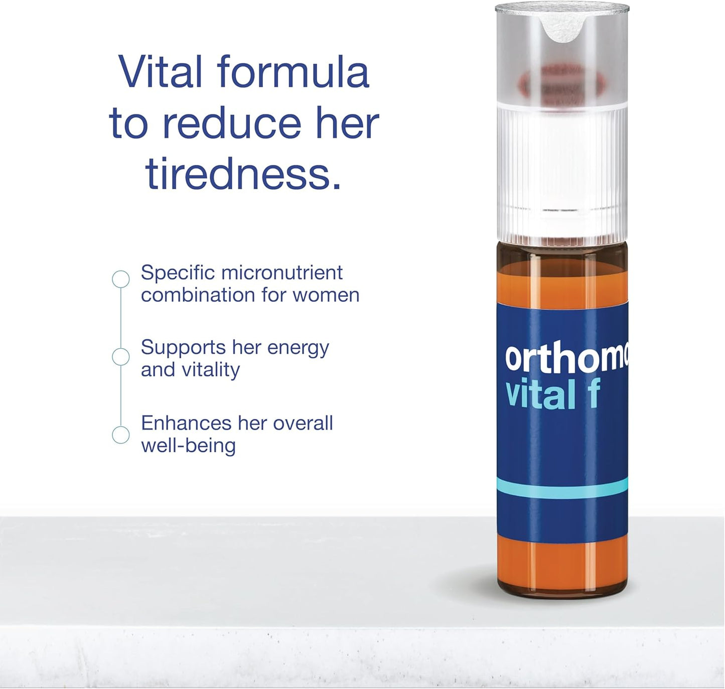 Orthomol Vital F Vial: Women's Multivitamin with Vitamins A, B, C, D, E, K, Calcium, Iodine, Omega-3 - 7-Day Supply