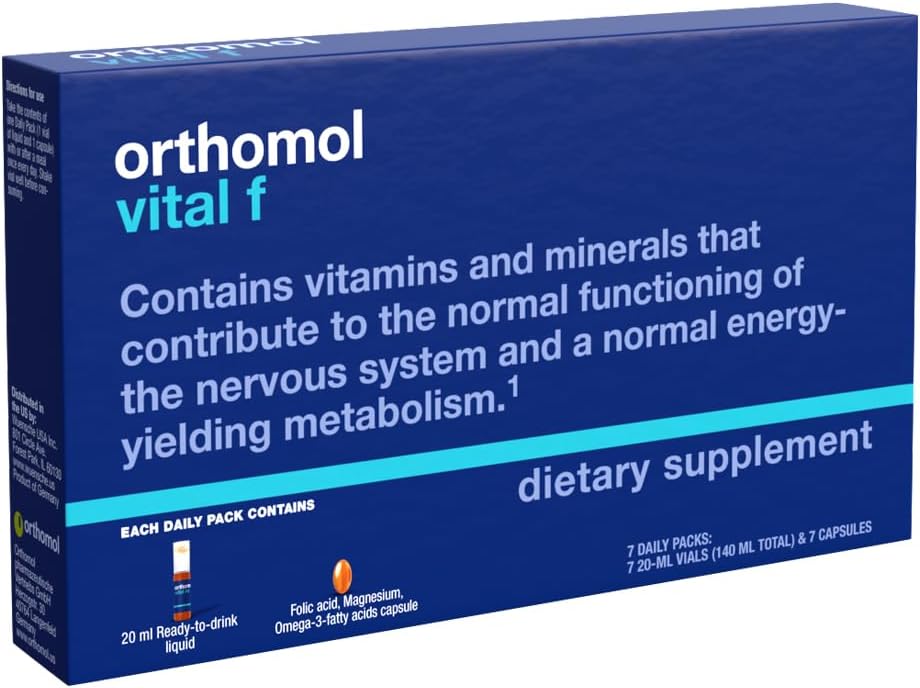 Orthomol Vital F Vial: Women's Multivitamin with Vitamins A, B, C, D, E, K, Calcium, Iodine, Omega-3 - 7-Day Supply