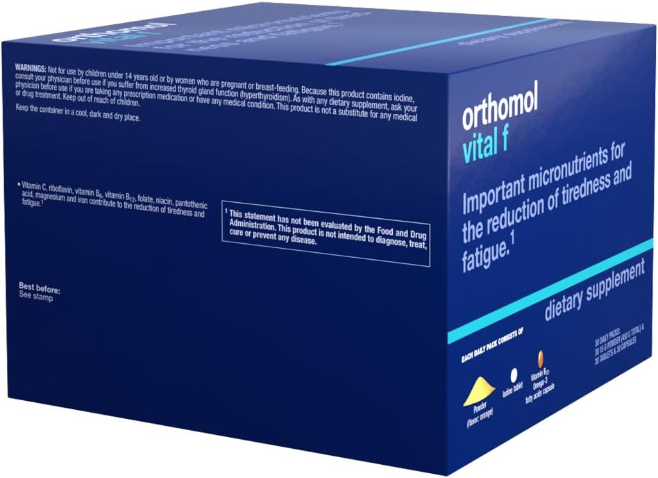 Orthomol Vital F Women's Multivitamin Powder & Tablet Packet - 30-Day Supply with Vitamins A, B, C, D, E, K, Calcium, Iodine, Omega-3