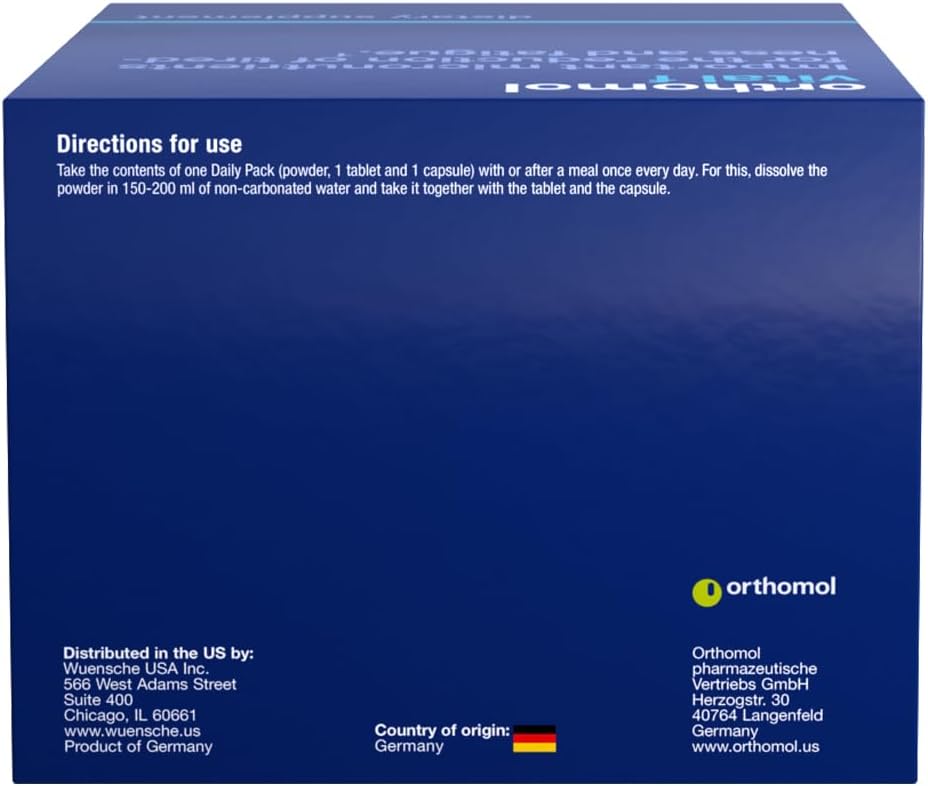 Orthomol Vital F Women's Multivitamin Powder & Tablet Packet - 30-Day Supply with Vitamins A, B, C, D, E, K, Calcium, Iodine, Omega-3
