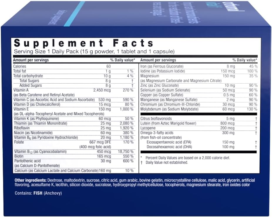 Orthomol Vital F Women's Multivitamin Powder & Tablet Packet - 30-Day Supply with Vitamins A, B, C, D, E, K, Calcium, Iodine, Omega-3