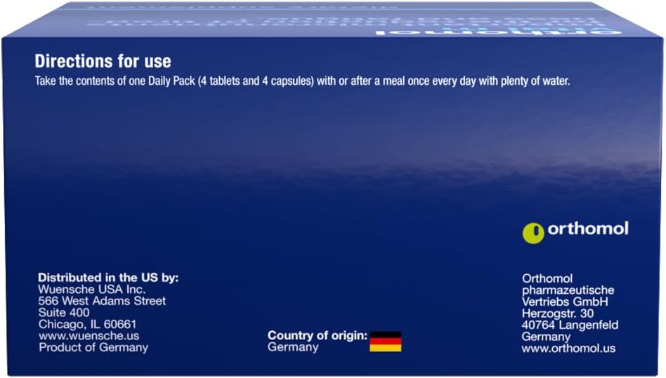 Orthomol Vital M Men's Multivitamin Tablets, 30-Day Supply with Vitamins A, B, C, D, E, K, Iodine, Omega-3