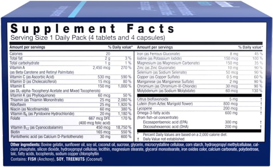 Orthomol Vital M Men's Multivitamin Tablets, 30-Day Supply with Vitamins A, B, C, D, E, K, Iodine, Omega-3