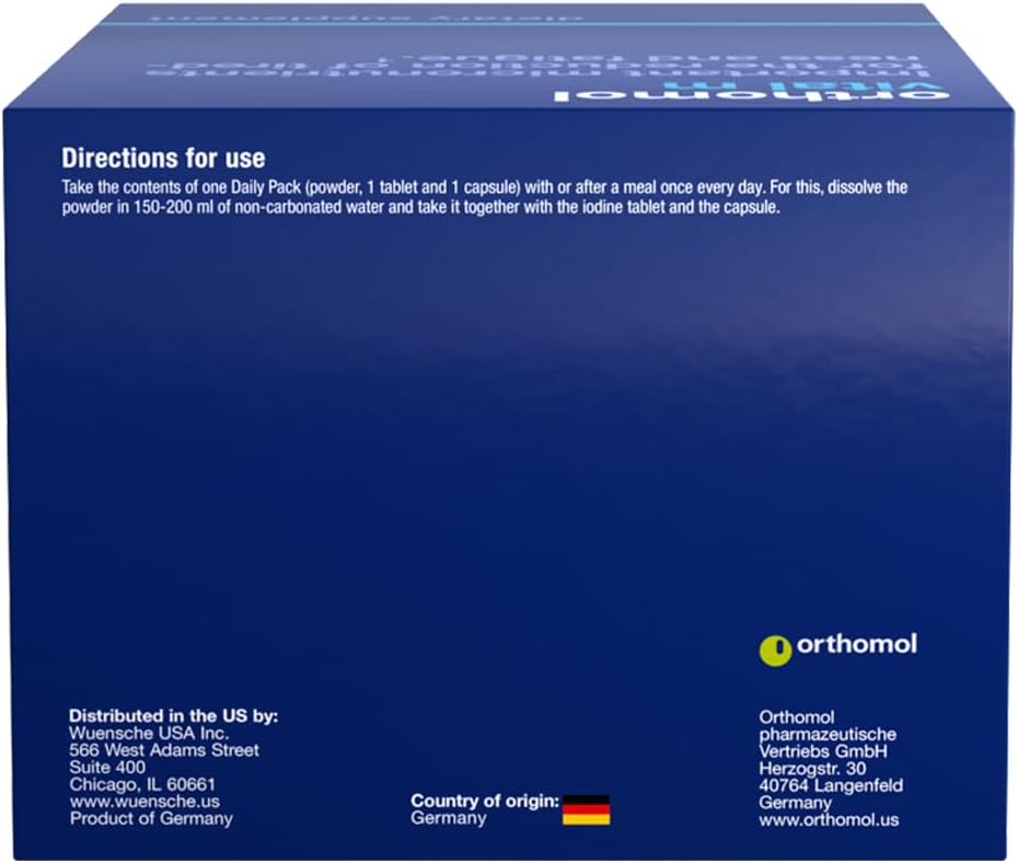 Orthomol Vital M Powder & Tablet Pack for Men - 30-Day Vitamin Supplement for Energy, Fatigue Reduction, and Vitality Support