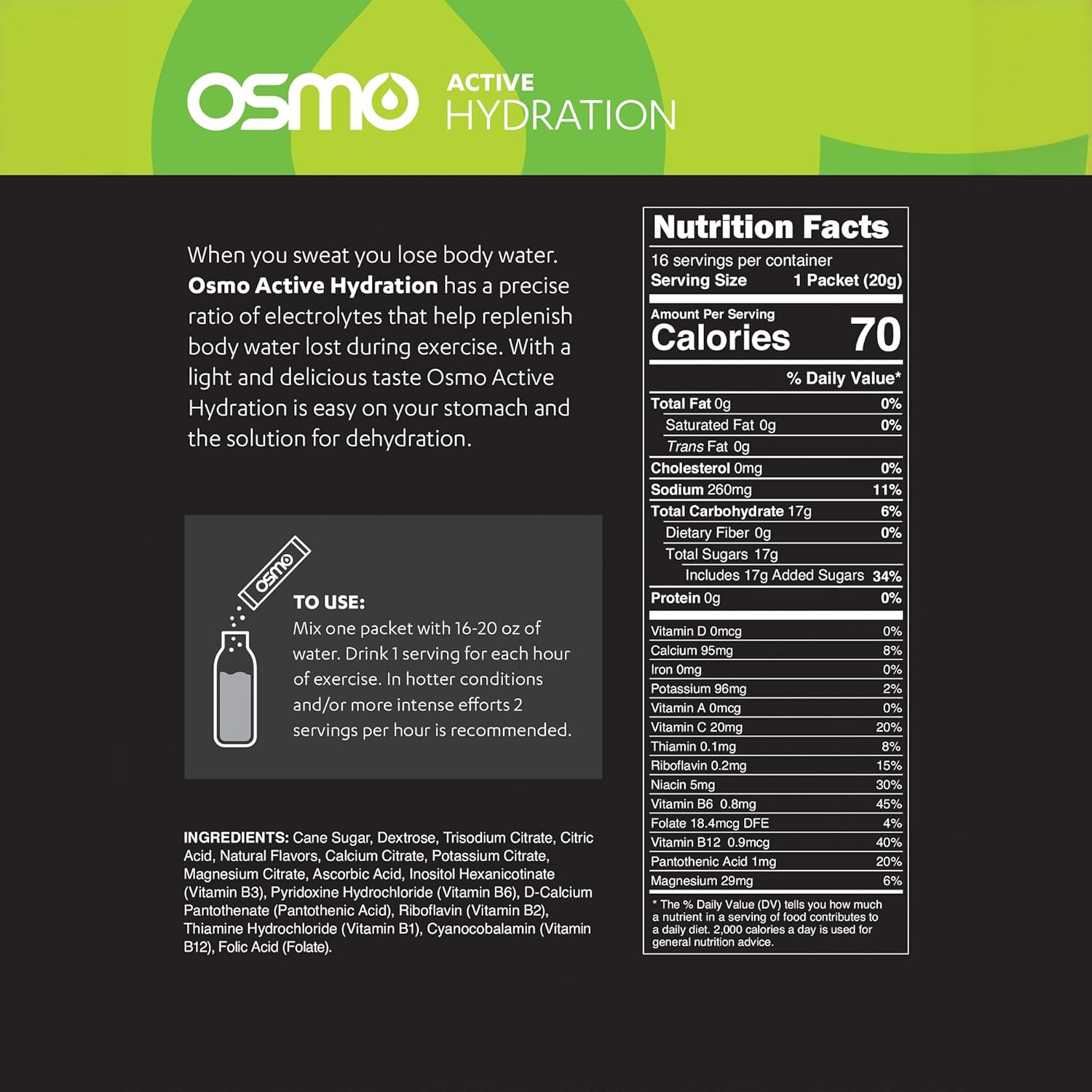 Osmo Active Hydration Electrolyte Powder with Natural Ingredients - Lemon Lime Flavor, Boosts Hydration and Endurance, Includes Sodium, Magnesium, Potassium, Carbs, and Vitamins - BoostGo Australia