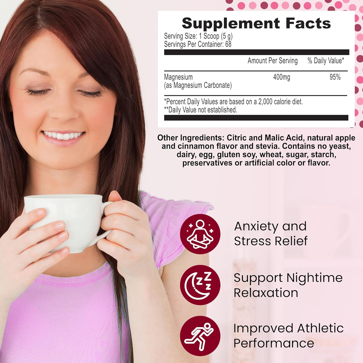 Outback Naturals Calm Magnesium Powder - Apple Cinnamon Flavor, 400mg Magnesium Citrate Drink Mix for Relaxation, Sleep Support & Muscle Relief