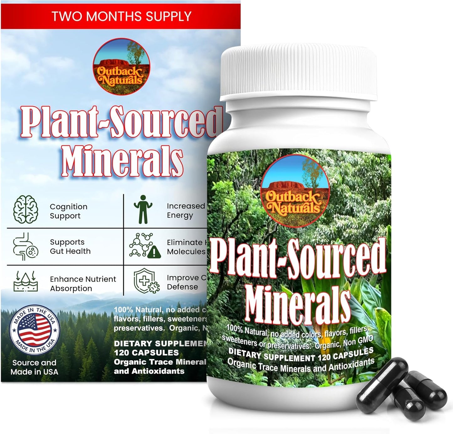 Outback Naturals Fulvic Humic Mineral Blend Capsules for Plant-Sourced Trace Minerals, Electrolytes, Gut Health, Cognitive & Immune Support - 120 Count