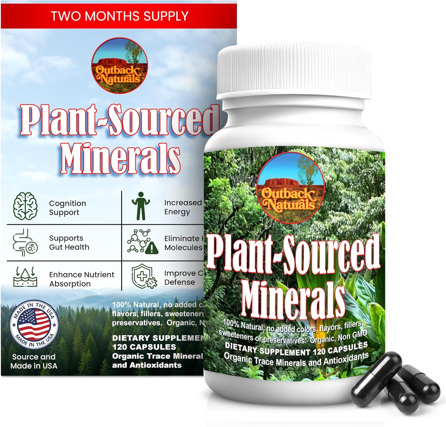 Outback Naturals Fulvic Humic Mineral Blend Capsules for Plant-Sourced Trace Minerals, Electrolytes, Gut Health, Cognitive & Immune Support - 120 Count