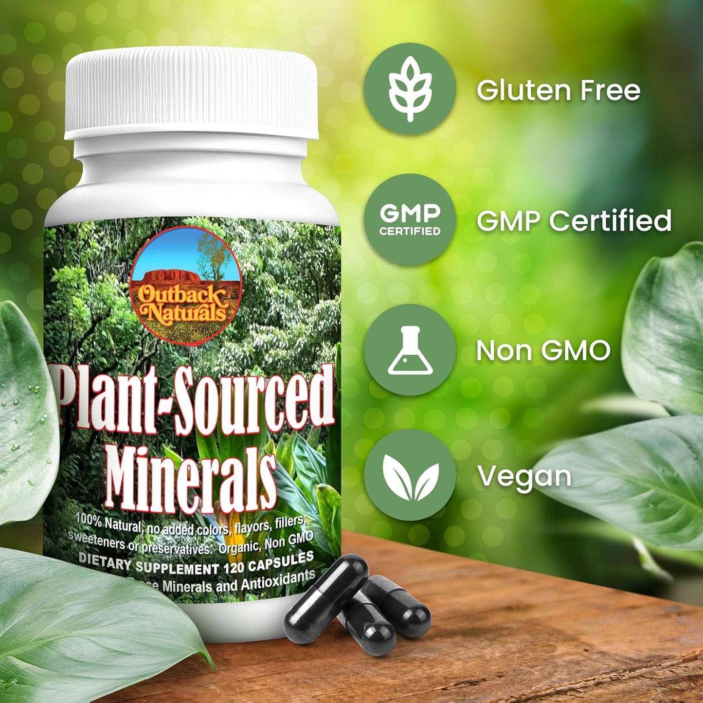 Outback Naturals Fulvic Humic Mineral Blend Capsules - Plant-Sourced Trace Minerals for Gut Health, Immune Support, and Vitality - 120 Count