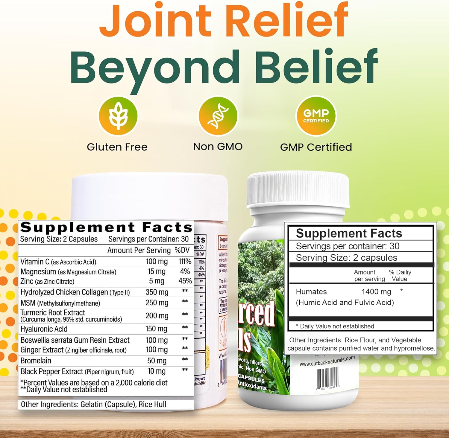 Outback Naturals Joint Relief Capsules with Collagen, Turmeric, Vitamin C, Magnesium & Plant-Sourced Minerals for Enhanced Joint Comfort & Wellness - 2-Pack