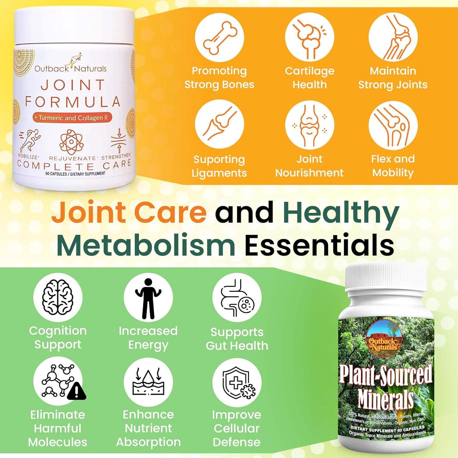 Outback Naturals Joint Relief Capsules with Collagen, Turmeric, Vitamin C, Magnesium & Plant-Sourced Minerals for Enhanced Joint Comfort & Wellness - 2-Pack