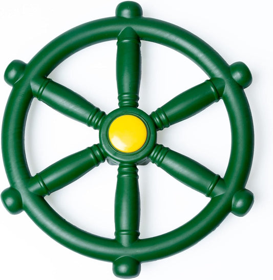 Outdoor Playhouse Toy Steering Wheel for Kids - Barcaloo Plastic Pirate Ship Wheel for Swing Set or Jungle Gym Accessories