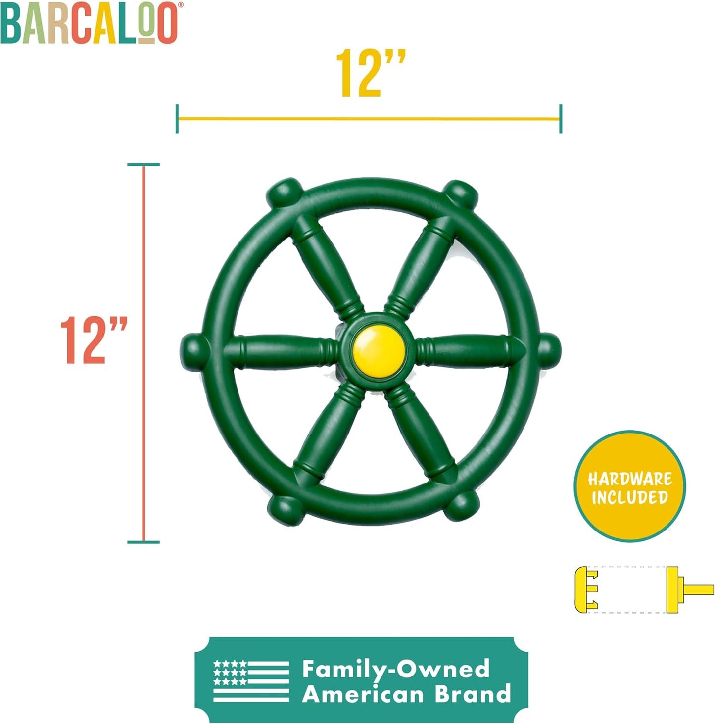 Outdoor Playhouse Toy Steering Wheel for Kids - Barcaloo Plastic Pirate Ship Wheel for Swing Set or Jungle Gym Accessories