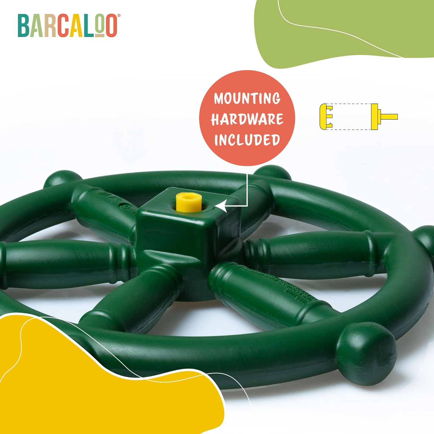 Outdoor Playhouse Toy Steering Wheel for Kids - Barcaloo Plastic Pirate Ship Wheel for Swing Set or Jungle Gym Accessories