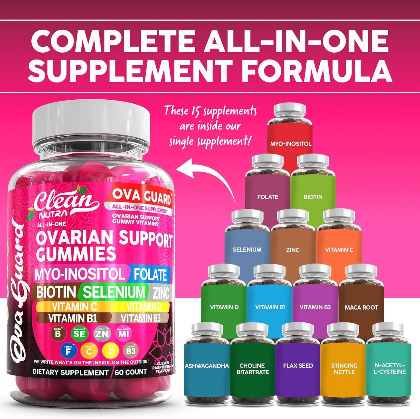 Ovarian Health Support Gummies with Myo-Inositol, D-Chiro Inositol, and Essential Nutrients for Women's Wellness