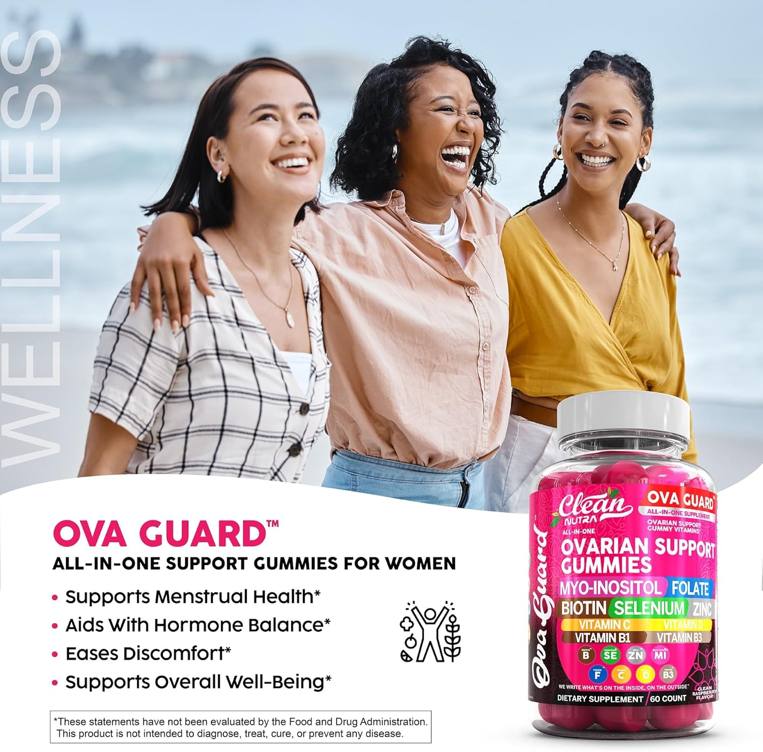 Ovarian Health Support Gummies with Myo-Inositol, D-Chiro Inositol, and Essential Nutrients for Women's Wellness
