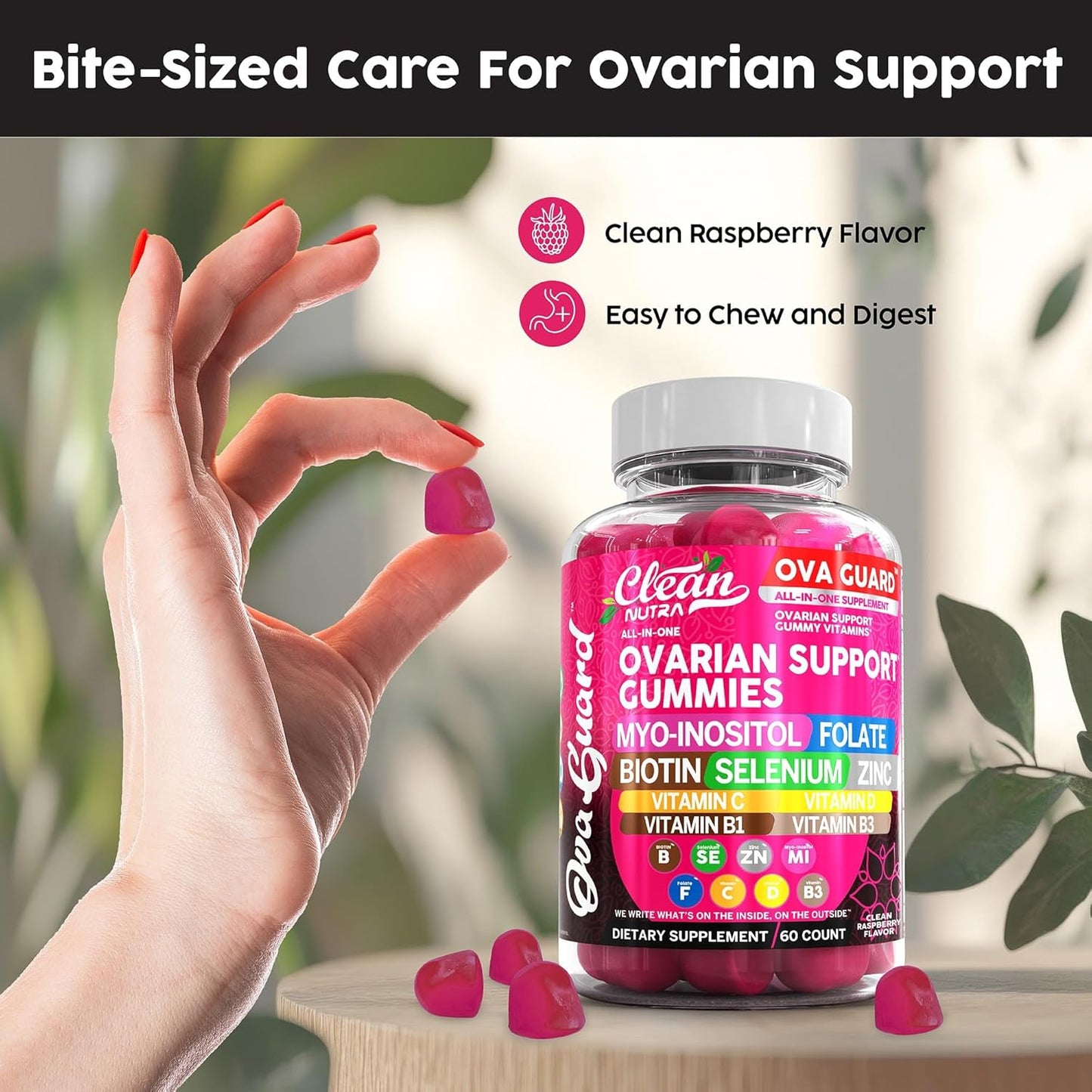 Ovarian Health Support Gummies with Myo-Inositol, D-Chiro Inositol, and Essential Nutrients for Women's Wellness