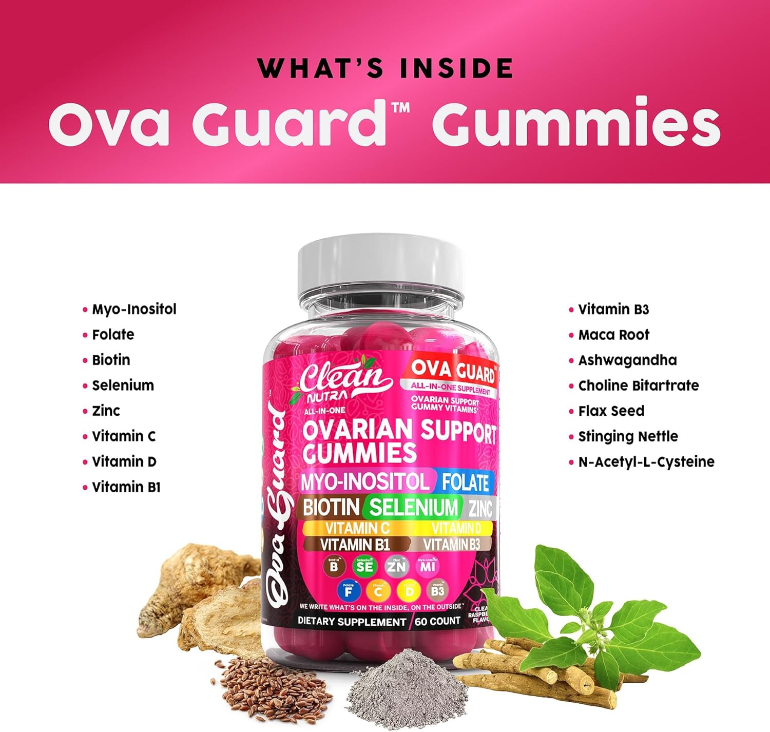 Ovarian Health Support Gummies with Myo-Inositol, D-Chiro Inositol, and Essential Nutrients for Women's Wellness
