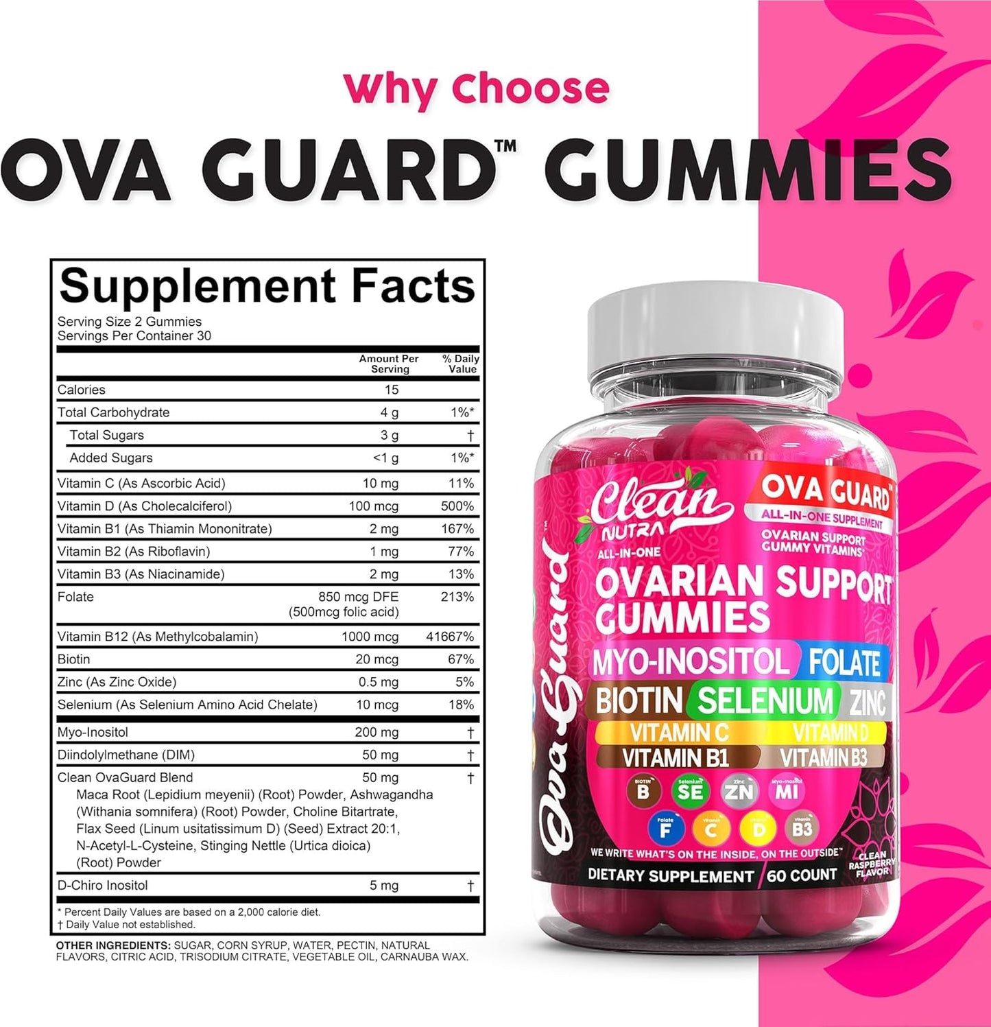 Ovarian Health Support Gummies with Myo-Inositol, D-Chiro Inositol, and Essential Nutrients for Women's Wellness