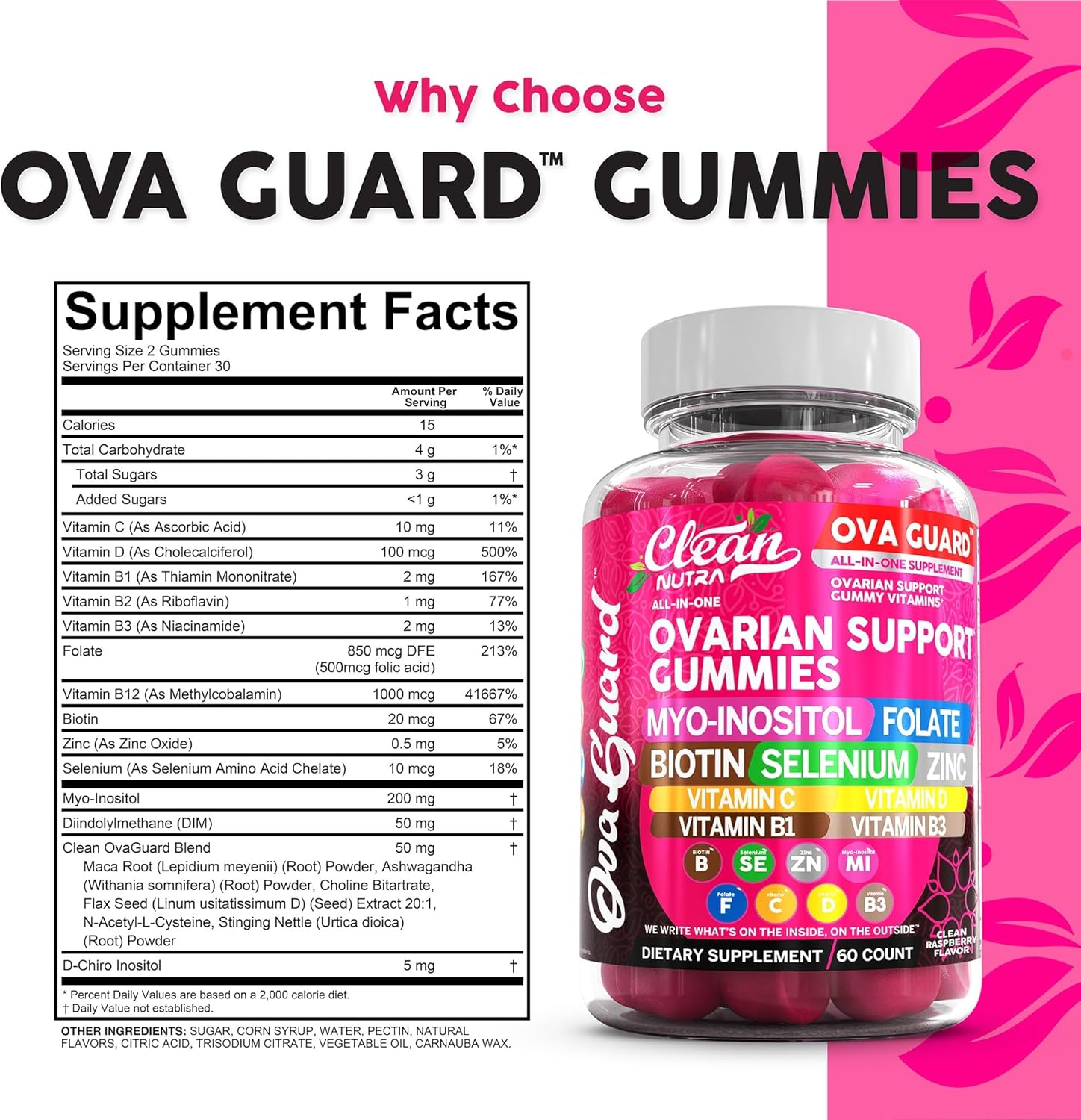 Ovarian Health Support Gummies with Myo-Inositol, D-Chiro Inositol, and Essential Nutrients for Women's Wellness