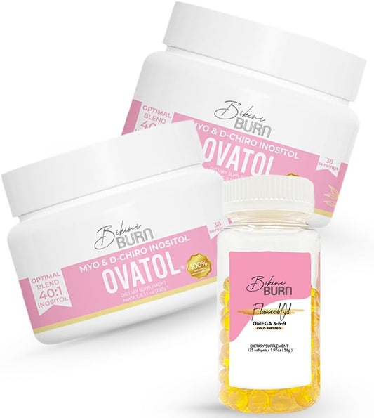 Ovatol Inositol Bikini Burn Kit with Flax Seed Oil Capsules - 2-Pack