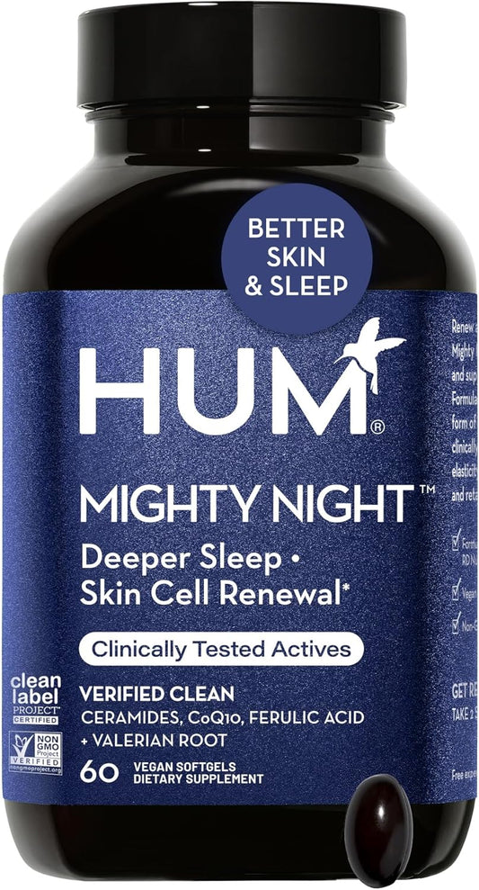 Overnight Beauty Vitamins for Women - HUM Mighty Night Supplement with CoQ10 & Ferulic Acid to Promote Skin Cell Turnover (60-Count)