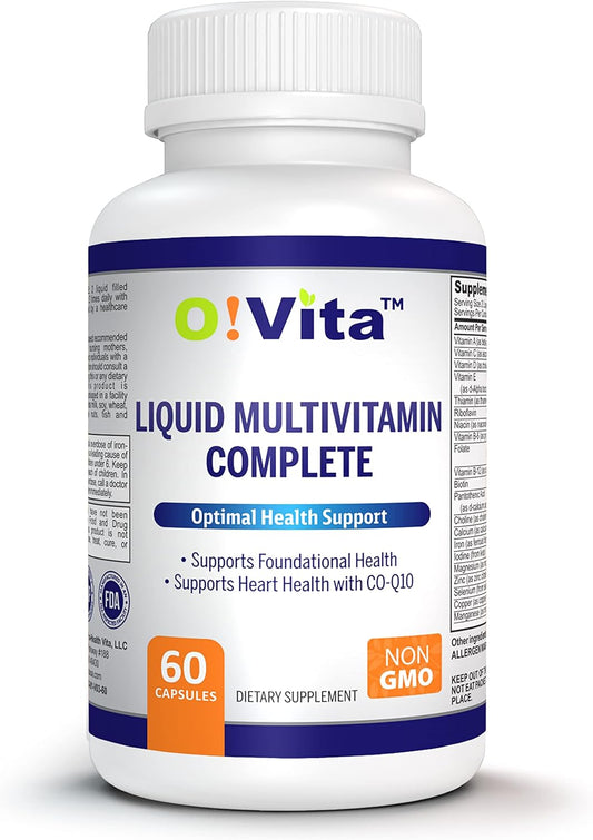 O!VITA Liquid Multivitamin with 42 Fruits and Vegetables, Easy Absorption - 60 Vegan Capsules
